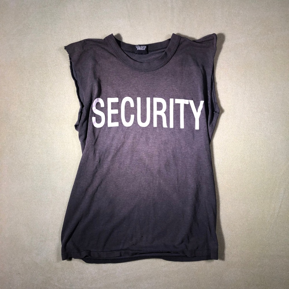 Rothco Security Sleeveless T-Shirt Mens Medium Black Distressed VTG AES